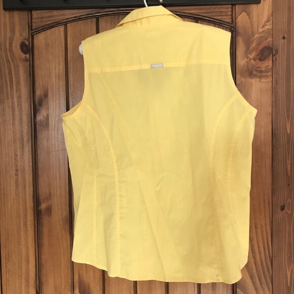VTG Columbia Womens Size XL Yellow Sleeveless Button Up Shirt Top Tank Outdoor - Picture 4 of 9
